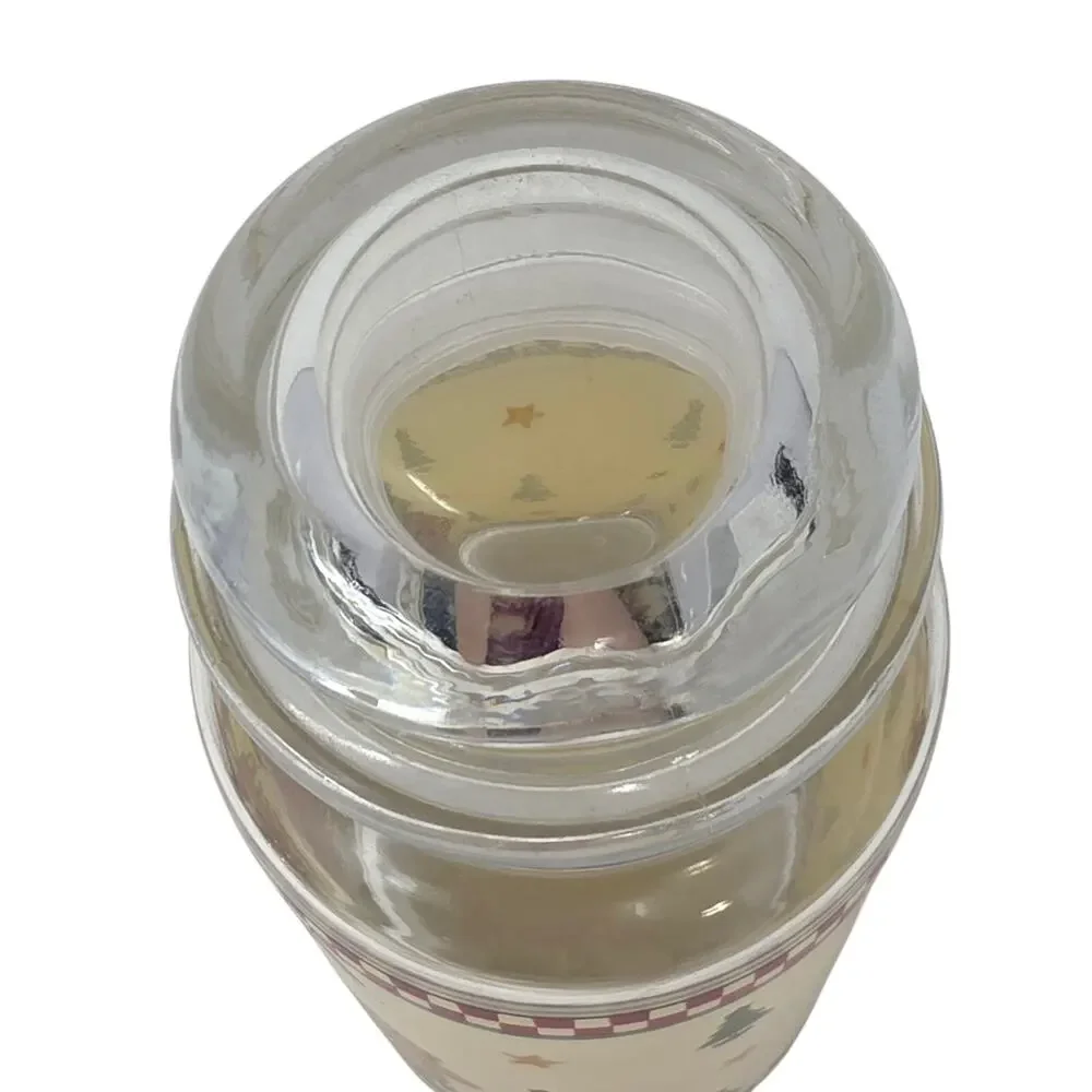 Vintage Debbie Mumm Christmas Glass Canister Santa Cookie Jar 1997